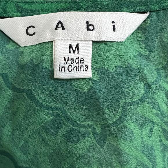 Cabi Style 597 Green Envy Medallion Yellow Floral Cap Sleeve Blouse Size Medium - Picture 6 of 7